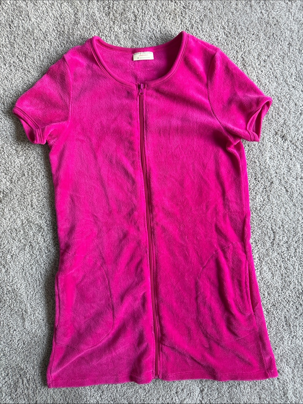 Bobbie Brooks Hot Pink Front-Zip Terry Top
